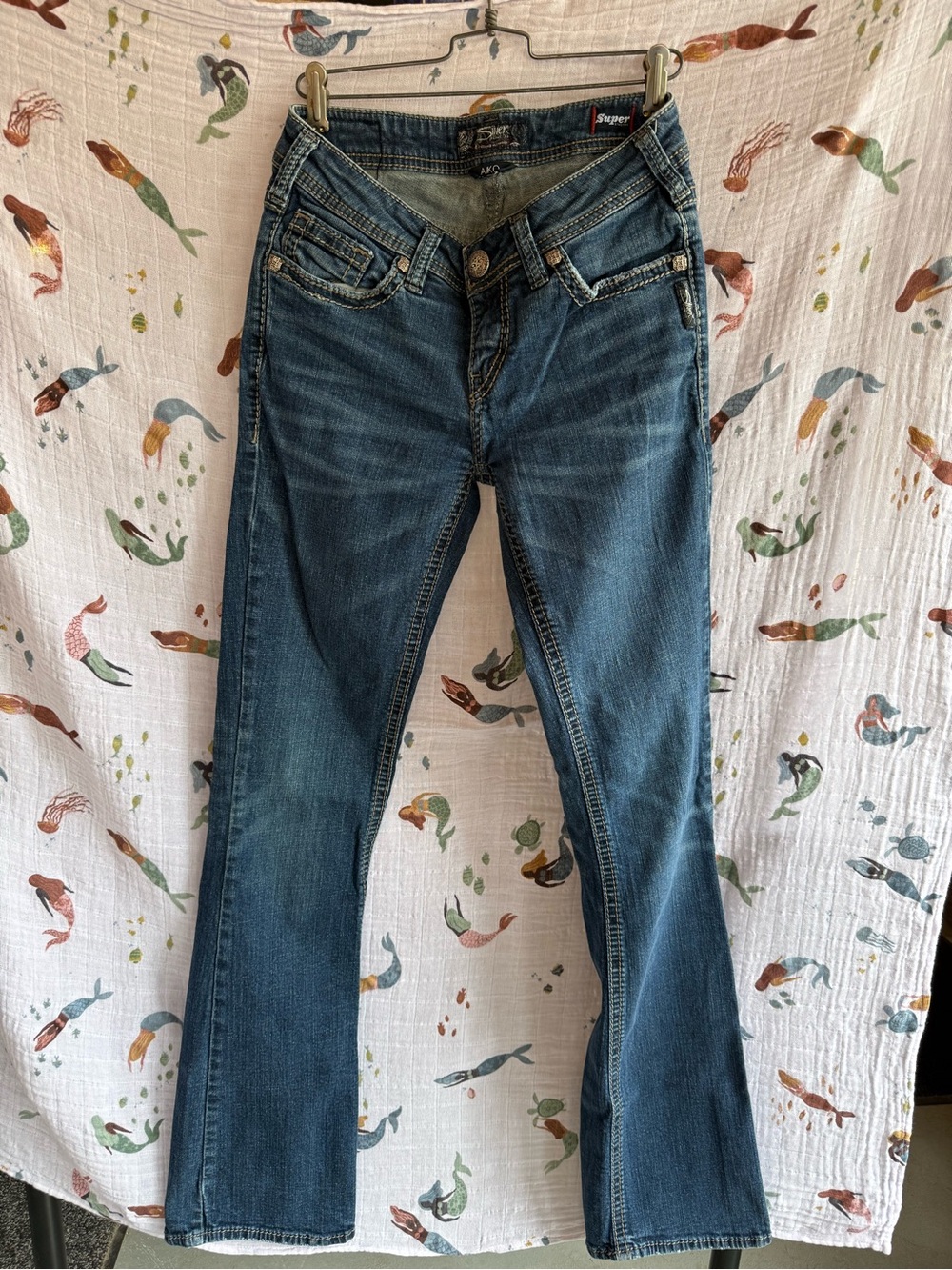 Aiko Silver Jeans Women's Medium Blue Bootcut Stretch Jeans